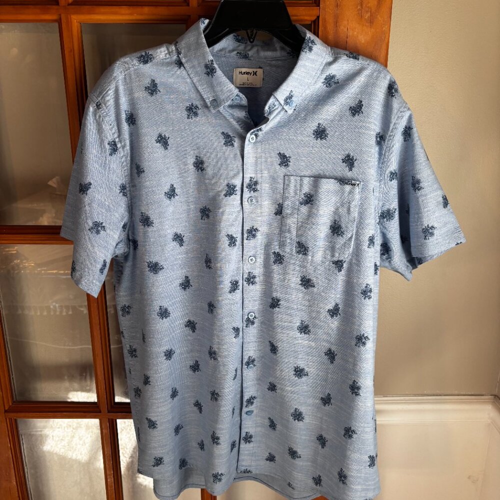Hurley Men’s Stretch Denim Floral Print Short Sleeve SZ: L